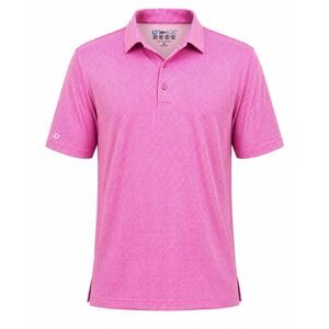 IBKUL Men's XXL Pink Gingham Performance Polo Shirt UPF 50+ Golf Preppy